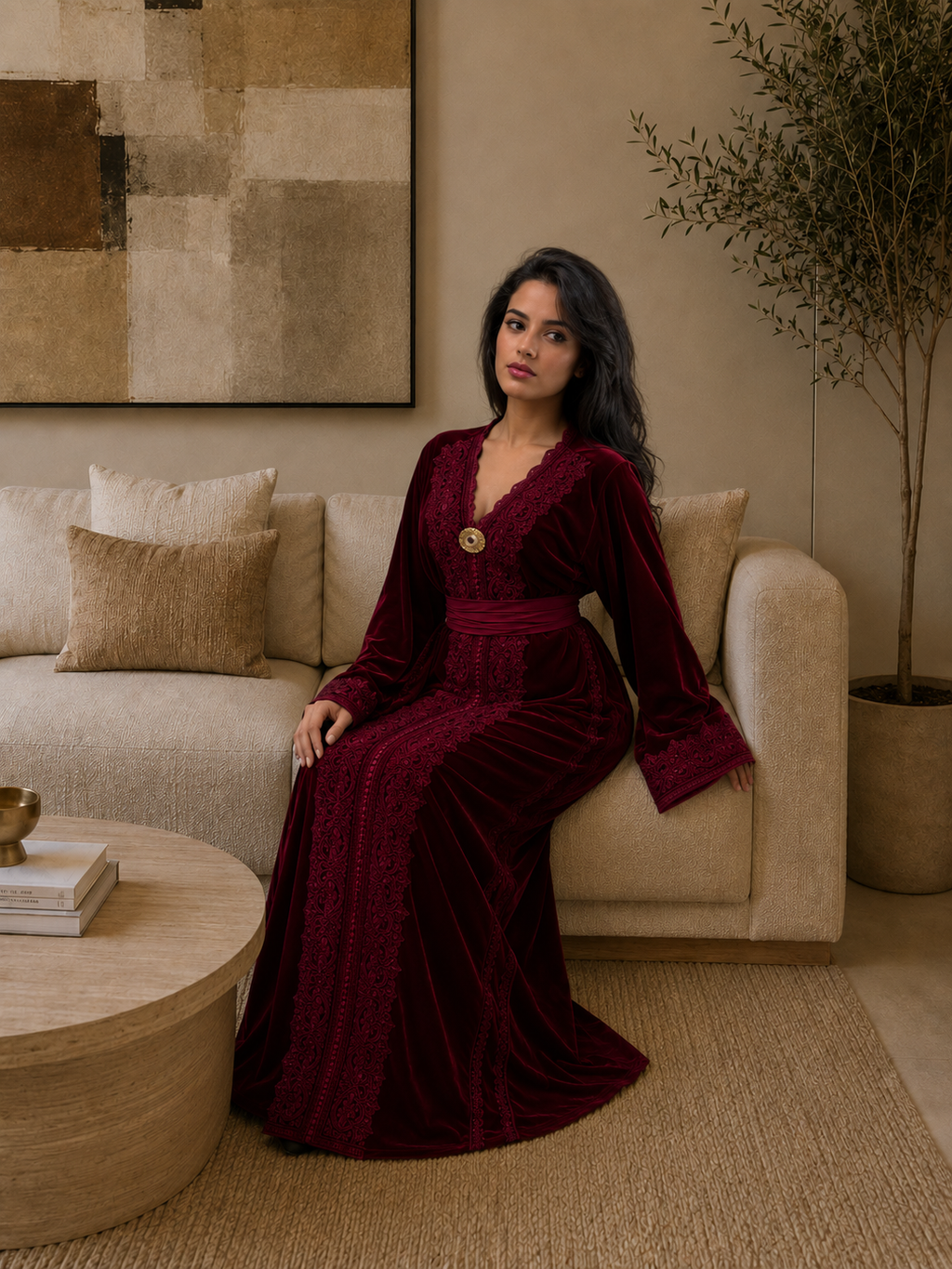Caftan Bordeaux impérial