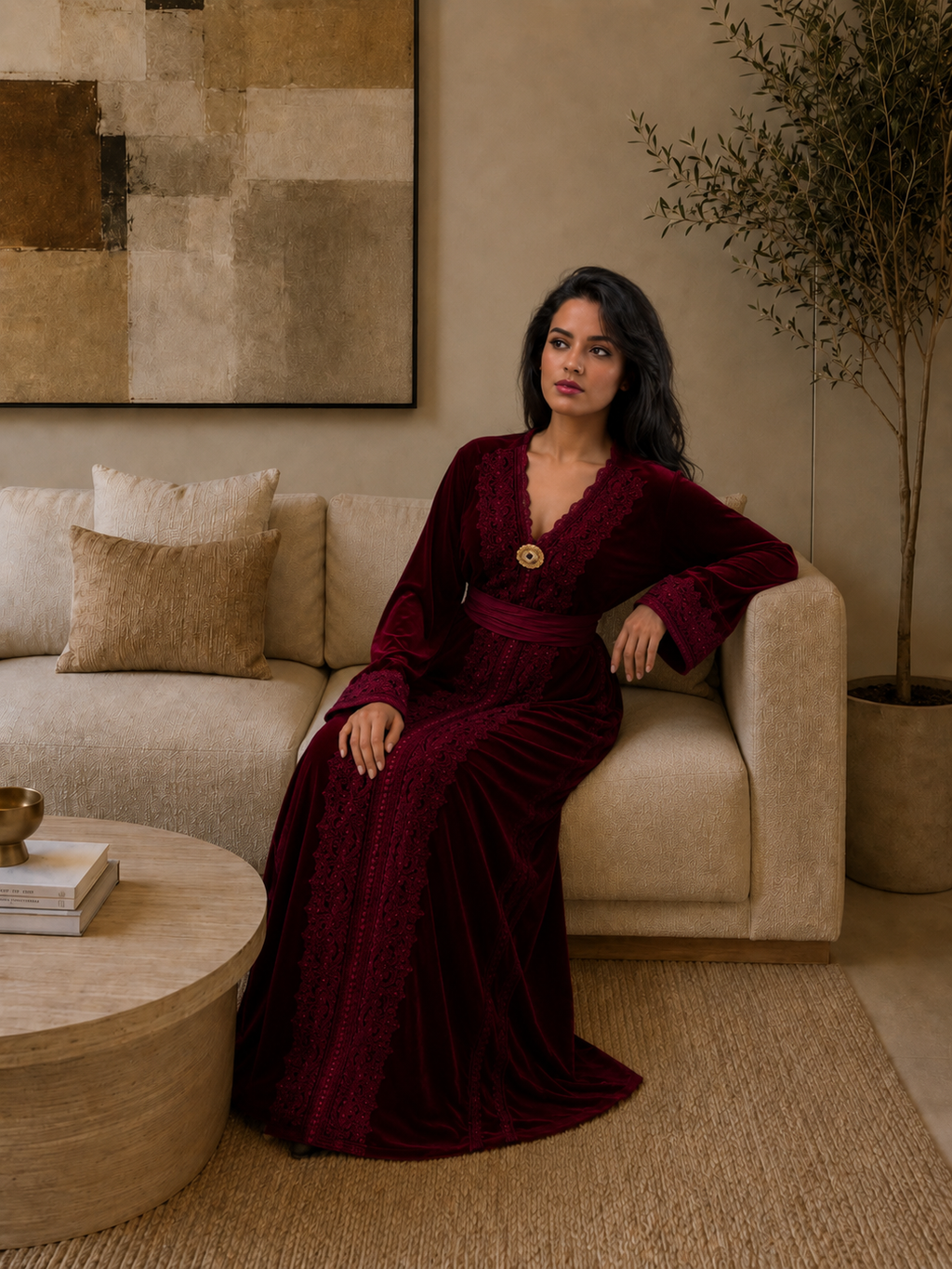 Caftan Bordeaux impérial